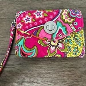 Vera Bradley Wristlet Wallet in Pink Swirls Print